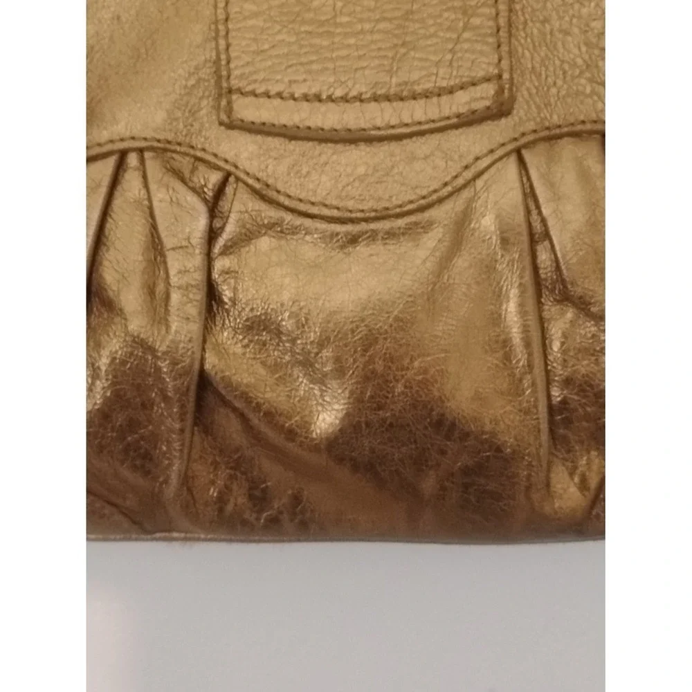 Caterina Lucchi Italy Leopard Calf Hair Metallic Gold Studded Chain Shoulder Bag